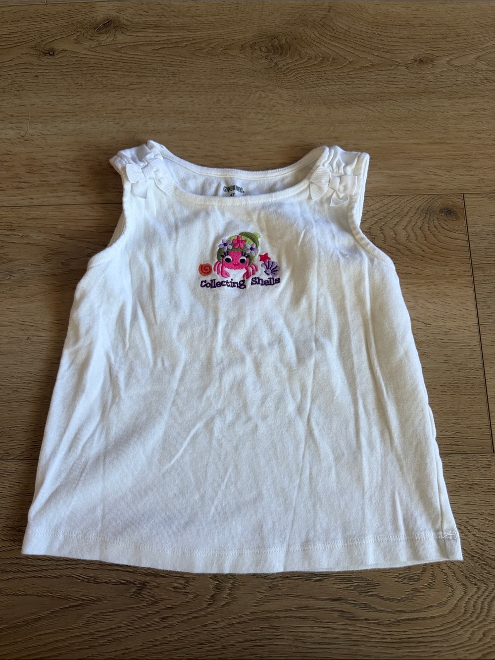 White Girls' Tank Top with Shell Graphic size 4T